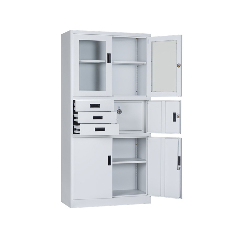 Metal File Cabinet Glass Door With Inner Safety Box