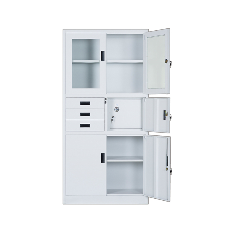 Metal File Cabinet Glass Door With Inner Safety Box